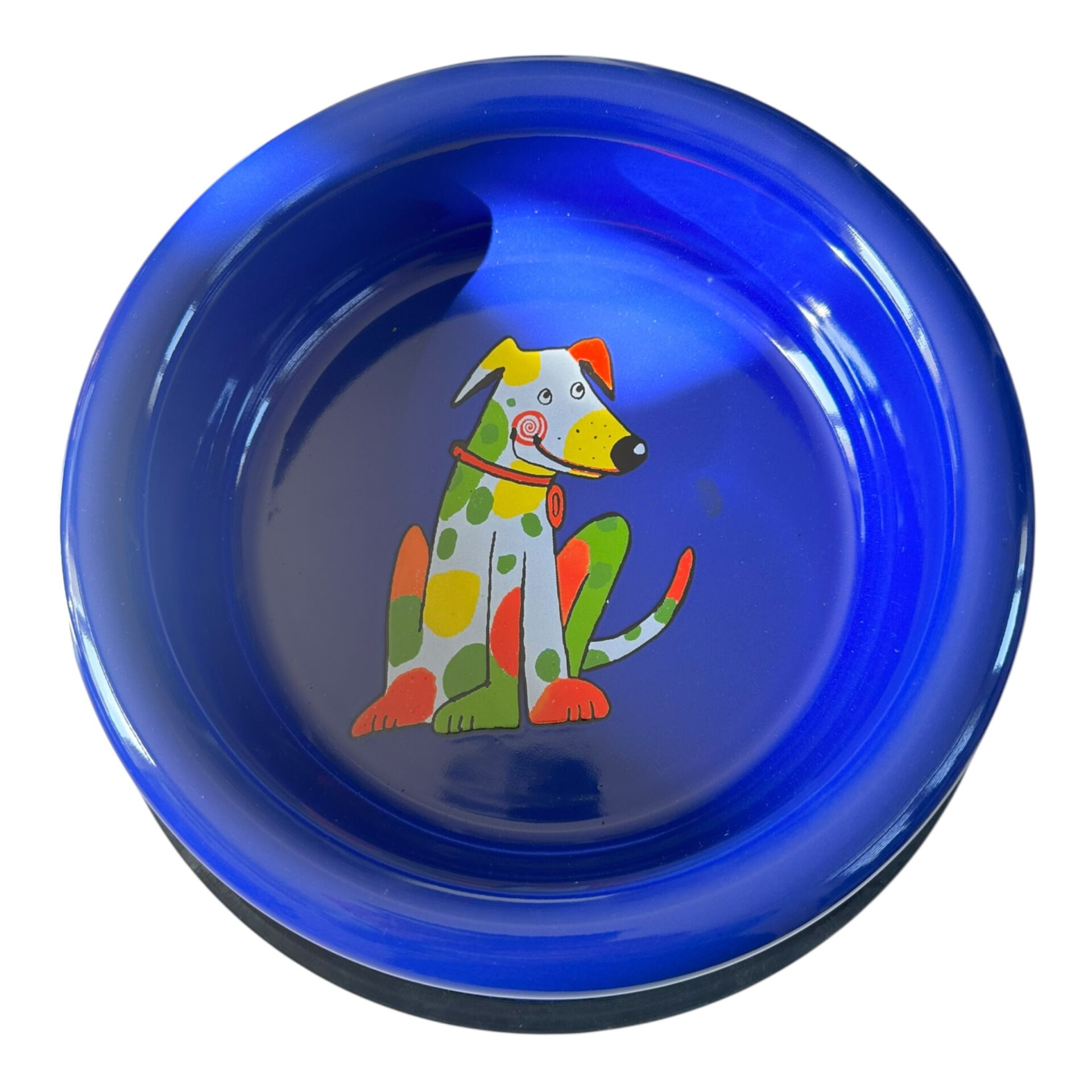 Emaye Büyük Mama Kabı-Laciver Oturan Benekli Köpek