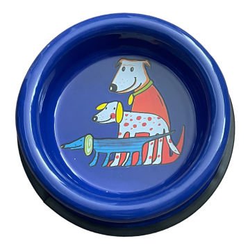 Emaye Büyük Köpek Mama Kabı- Lacivert 3 Dostlar