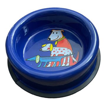 Emaye Büyük Köpek Mama Kabı- Lacivert 3 Dostlar