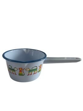 Emaye Küçük Tava-Mavi Enine Çizgili Kedi