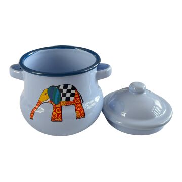 Emaye Kulplu Kavanoz-Mavi Fil