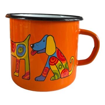 Emaye Büyük Bardak-Turuncu Köpek