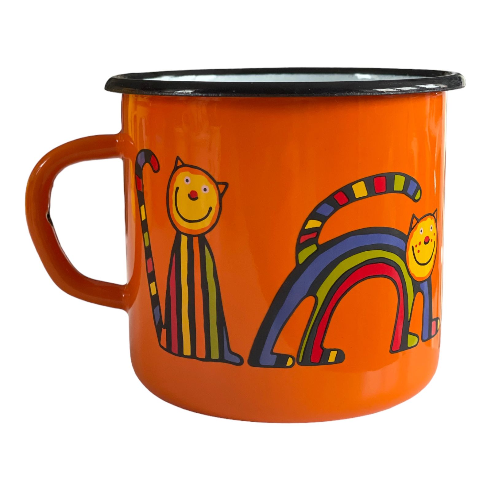 Emaye Büyük Bardak-Turuncu Kıvrık Kedi