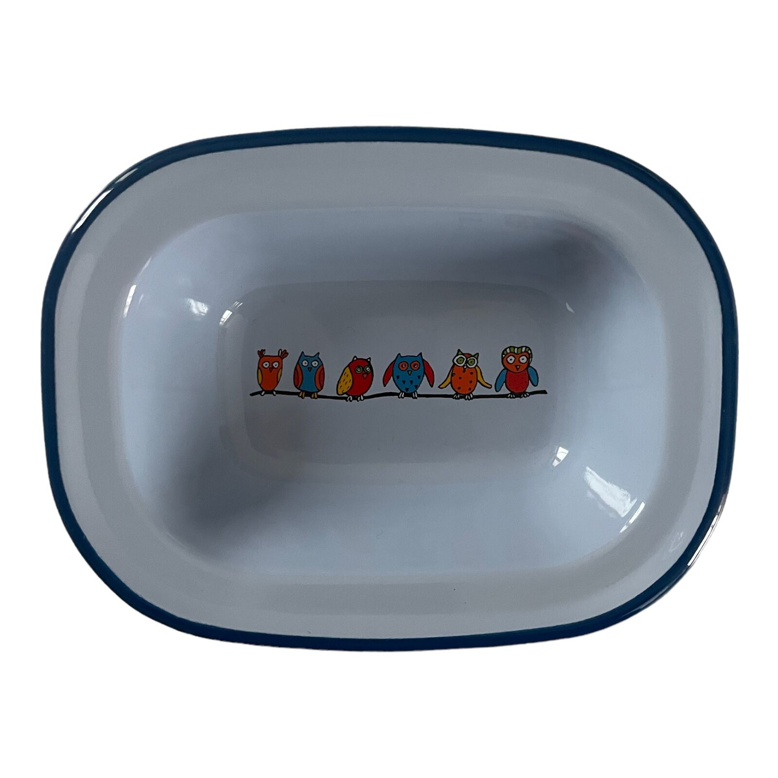 Emaye Çukur Tabak-Açık Mavi Baykuş