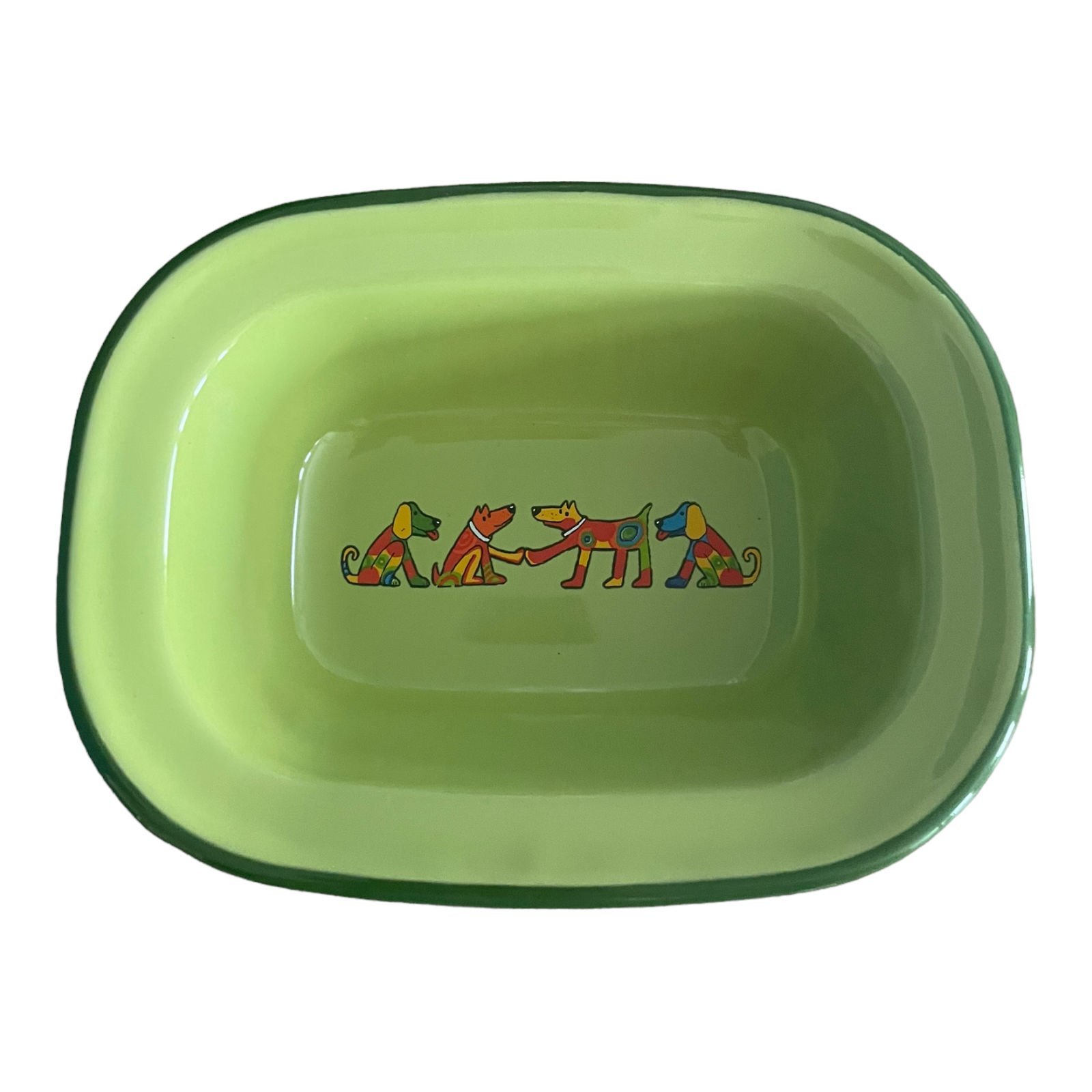 Emaye Çukur Tabak- Yeşil Köpekler