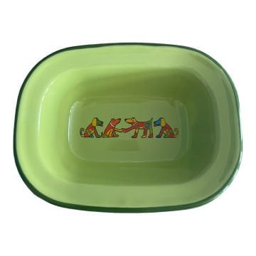 Emaye Çukur Tabak- Yeşil Köpekler