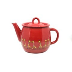 Emaye Cay Demliği Yuvarlak_Kırmızı Zurafa