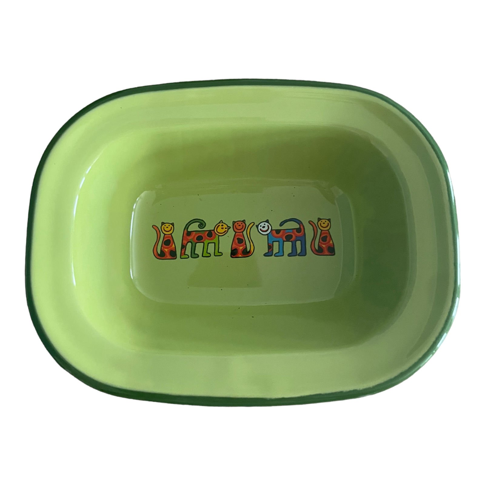 Emaye Çukur Tabak-Yeşil Benekli Kedi