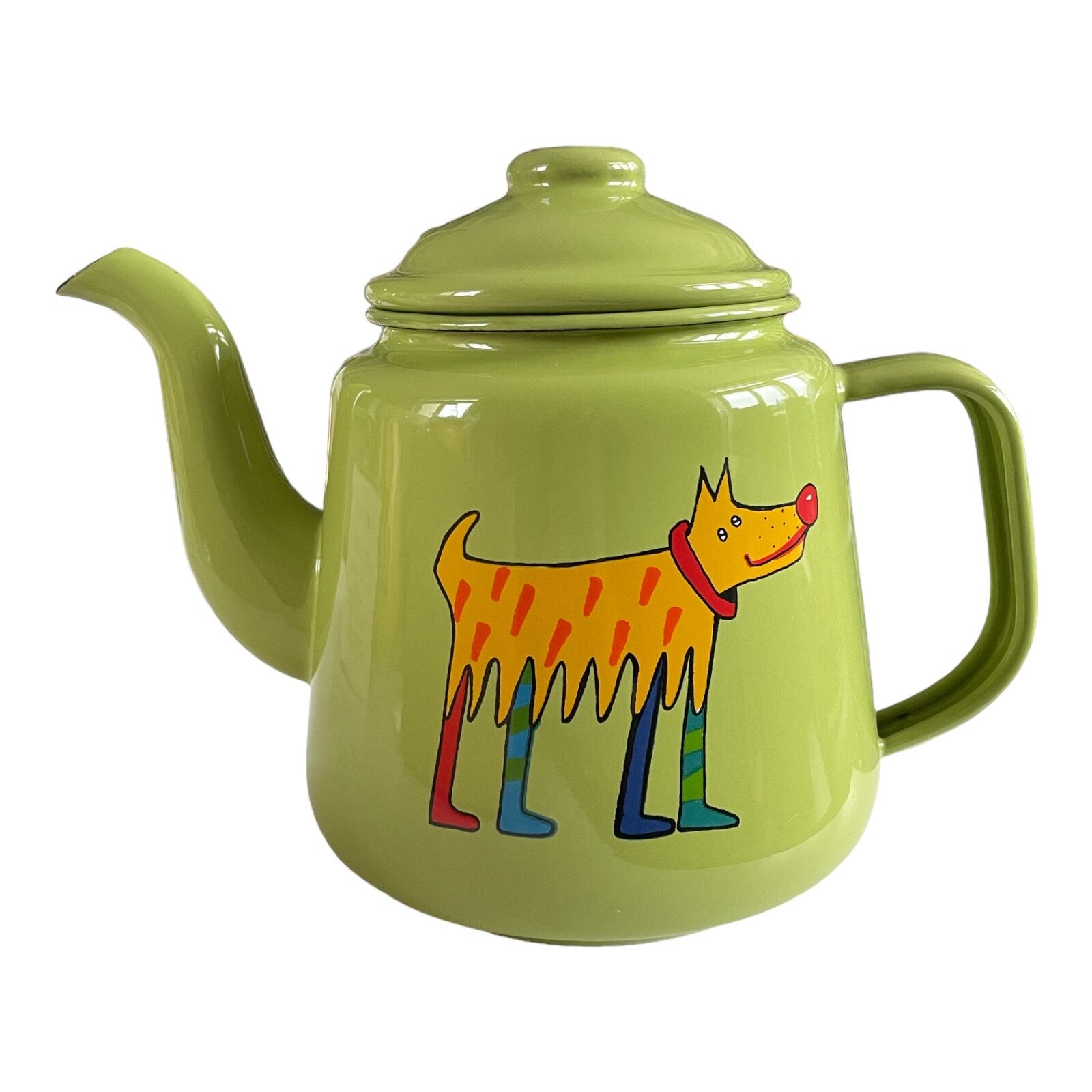 Emaye Konik Çay Demliği-Elma Yeşili Köpek