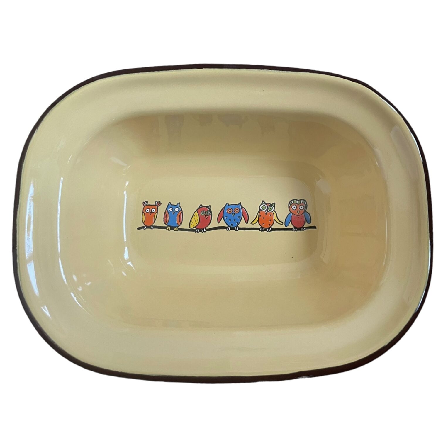 Emaye Çukur Tabak-Sarı Baykuş