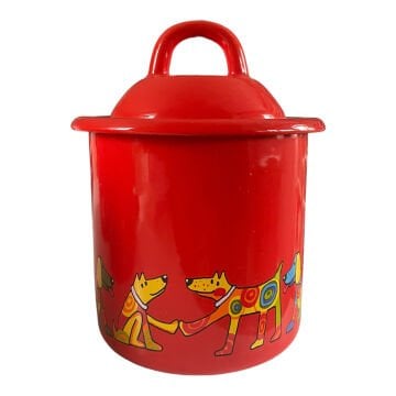 Emaye Büyük Kavanoz-Kırmızı Köpek