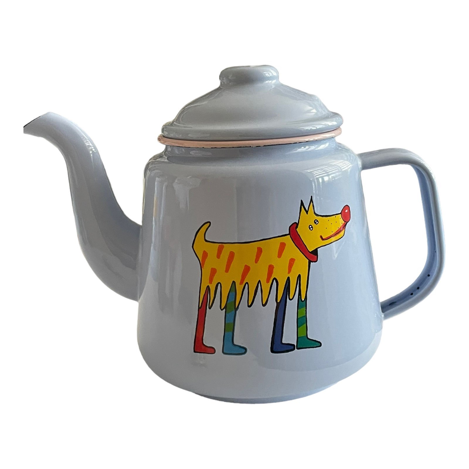 Emaye Konik Çay Demliği-Mavi Köpekler