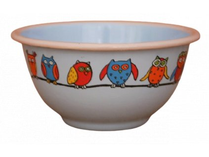 Emaye Kase /12 cm-Açık Mavi Baykuş