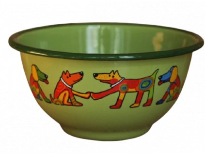 Emaye Kase /12 cm-Yeşil Köpekler