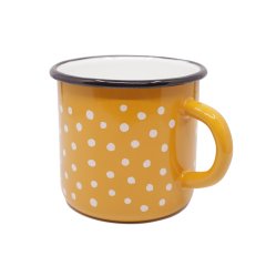 Emaye  Büyük Kupa-Sarı Puantiye