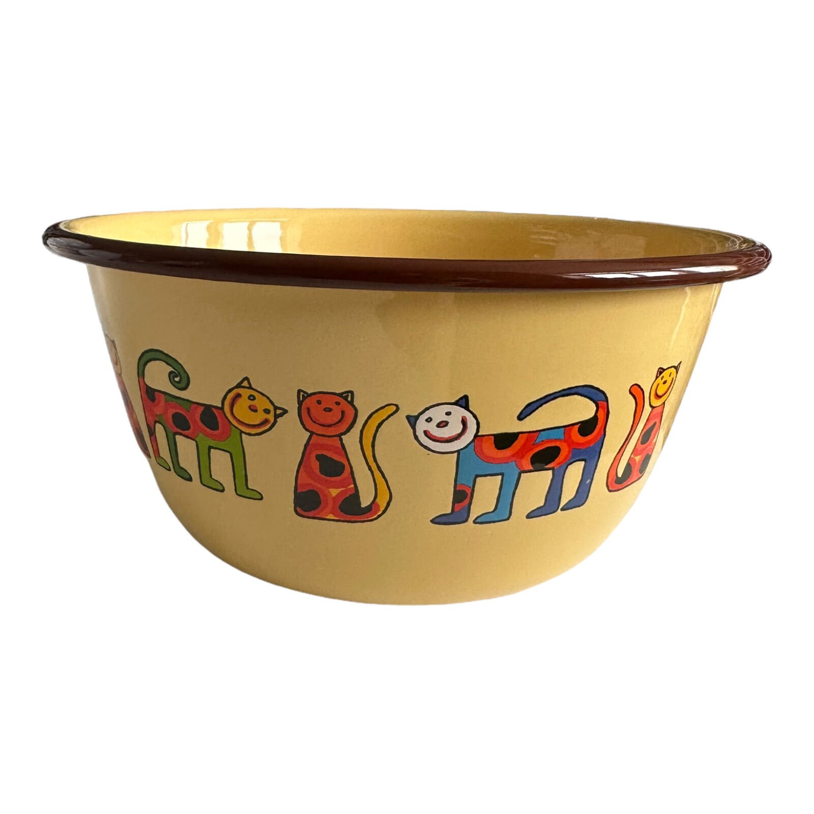 Emaye Büyük Kase-Sarı Benekli Kedi