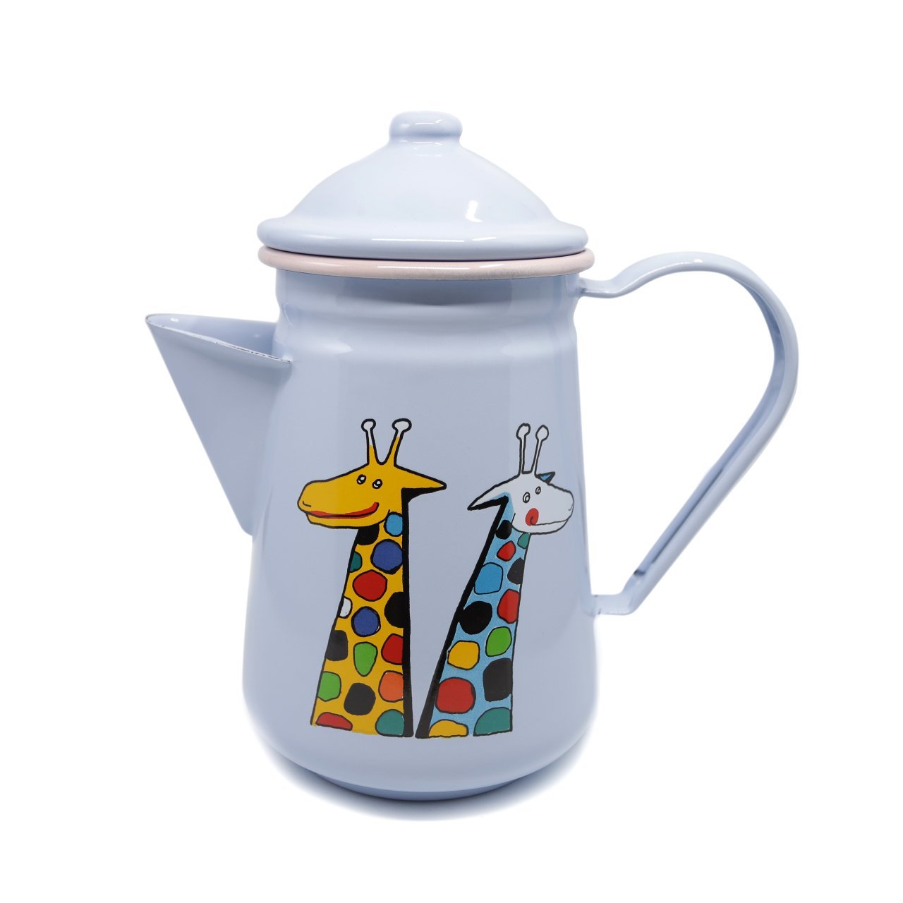 Emaye  Kahve Demliği -Açık Mavi Zürafa