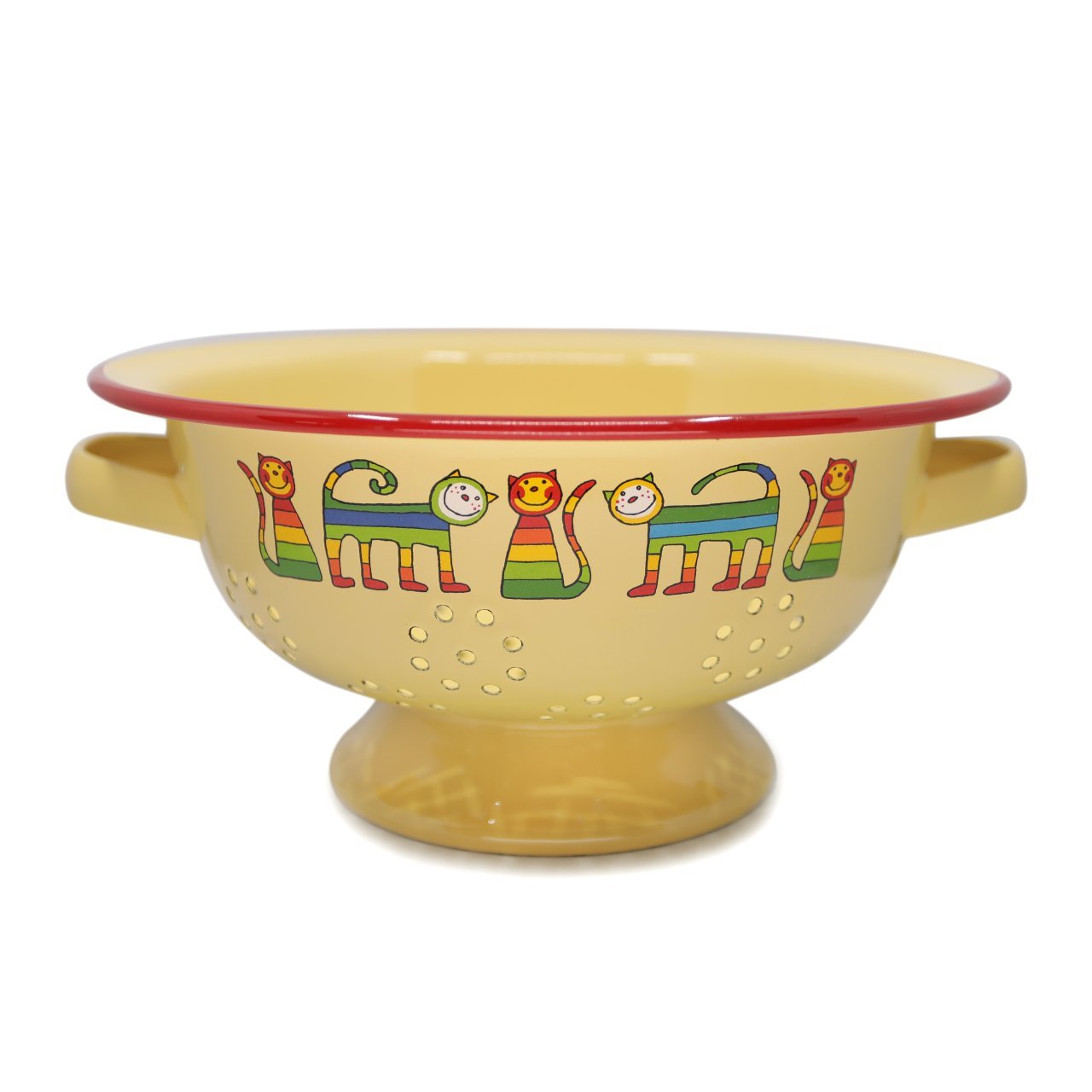 Emaye Süzgeç-Sarı Enine Çizgili Kedi