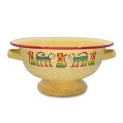 Emaye Süzgeç-Sarı Enine Çizgili Kedi