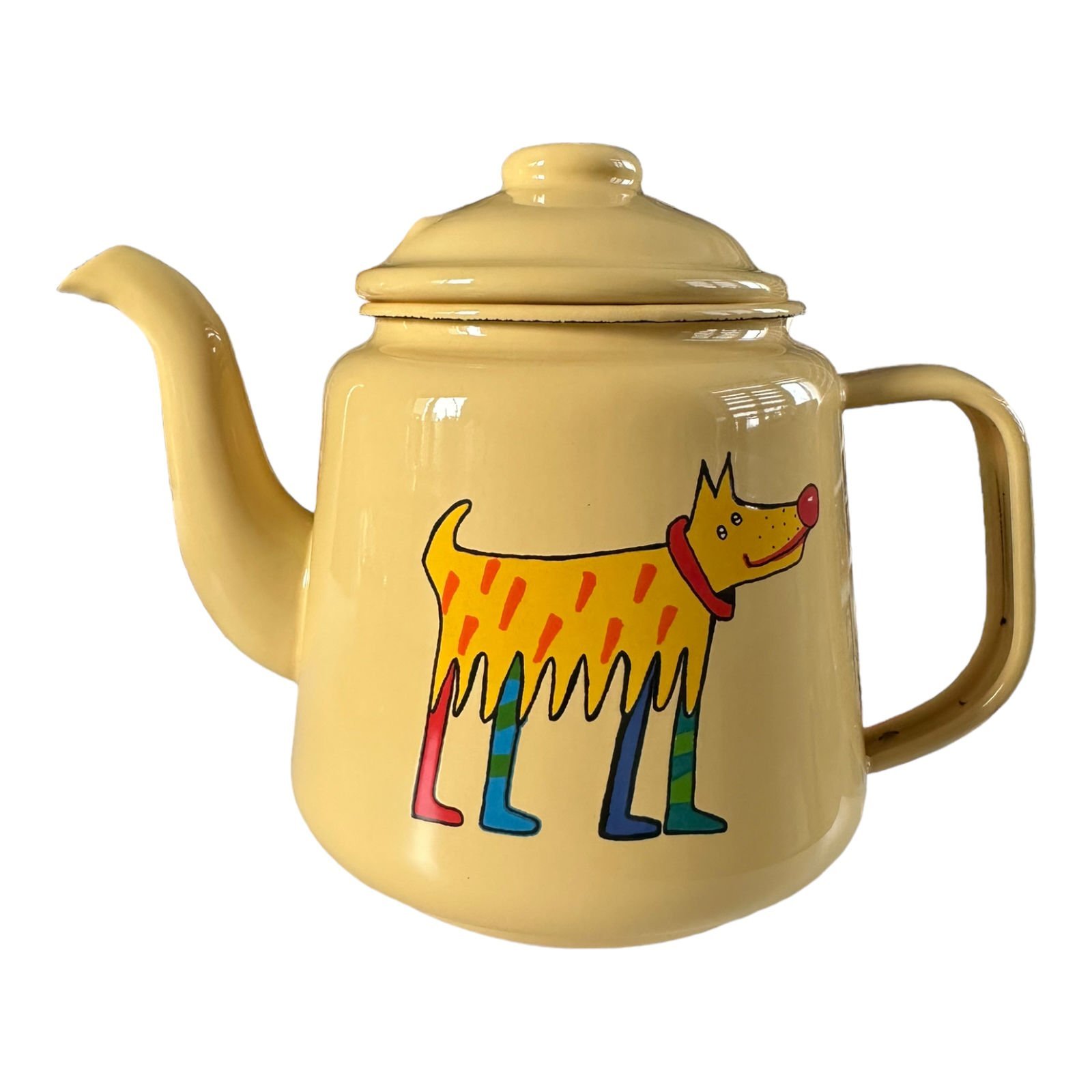 Emaye Konik Çay Demliği-Sarı Köpek