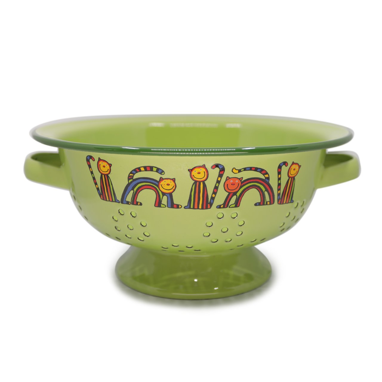 Emaye Süzgeç-Yeşil Kıvrık Kedi